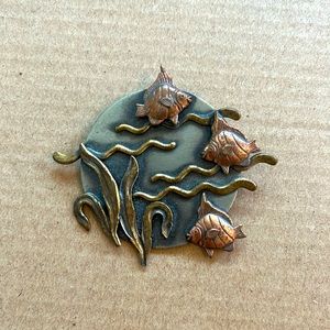 Vintage K&T Mixed Metal Nautical Brooch